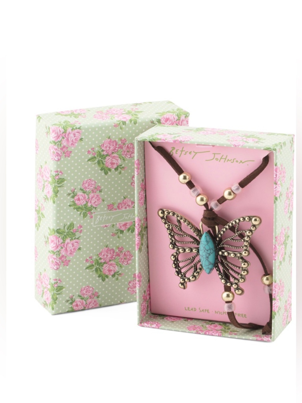 BETSEY JOHNSON BUTTERFLY BOHO SUEDE CORD NECKLACE  - NEW WITH TAGS